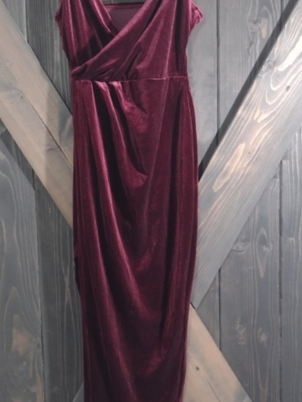 Burgundy Wine Velvet Midi Dress Spaghetti Straps Holiday Party Date Night Formal